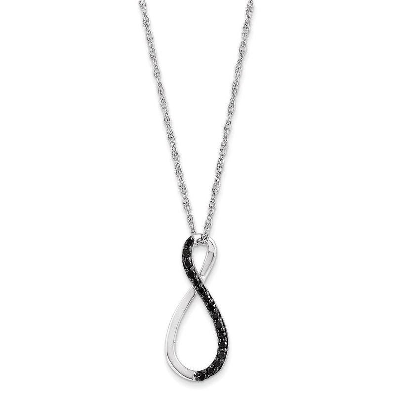 14K Weißgold Schwarz Echt Diamant Halskette