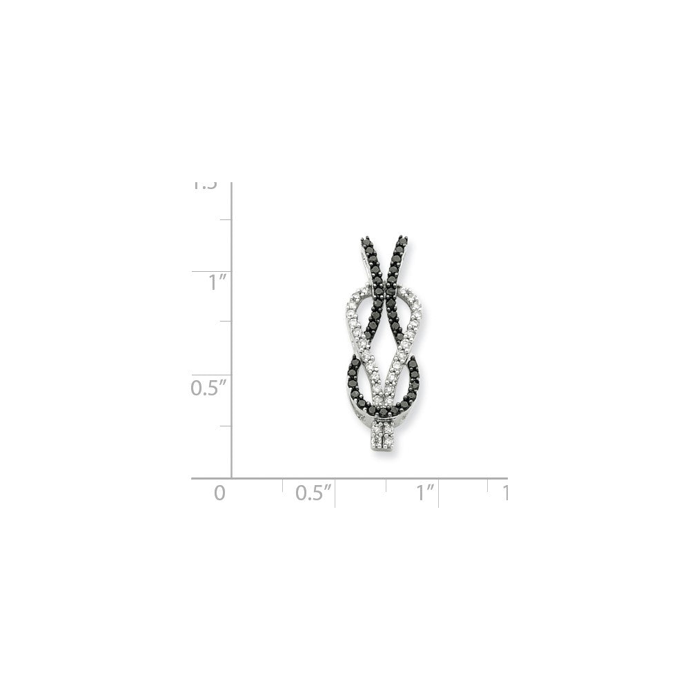 14K Weißgold Knoten-Anhänger mit echten schwarzen und weißen Diamanten