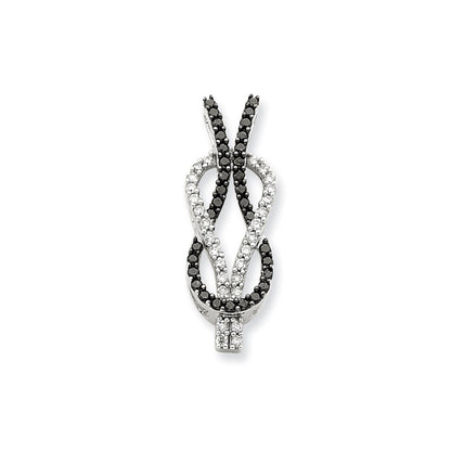 14K Weißgold Knoten-Anhänger mit echten schwarzen und weißen Diamanten