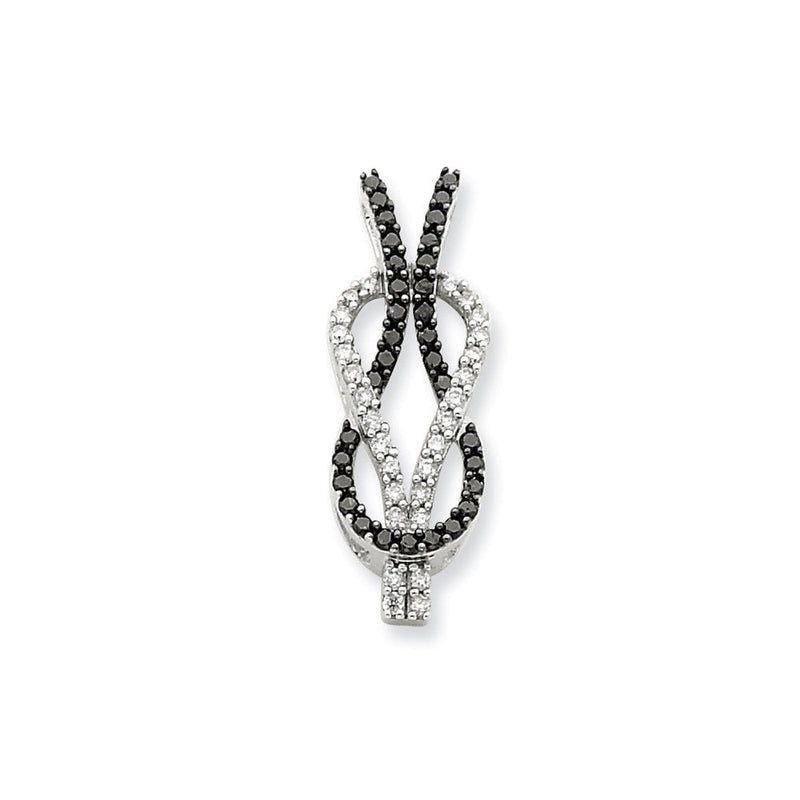 14K Weißgold Knoten-Anhänger mit echten schwarzen und weißen Diamanten