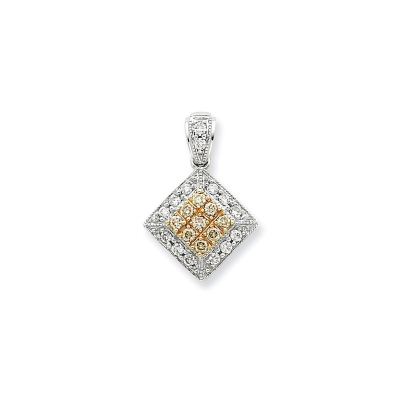 14K Weißgold Anhänger mit echten Diamanten