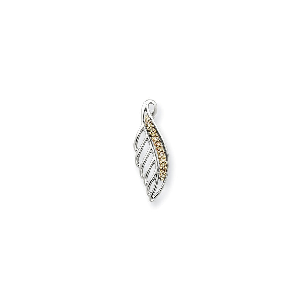 14K Weißgold & Rhodium Anhänger mit echtem Champagnerdiamant