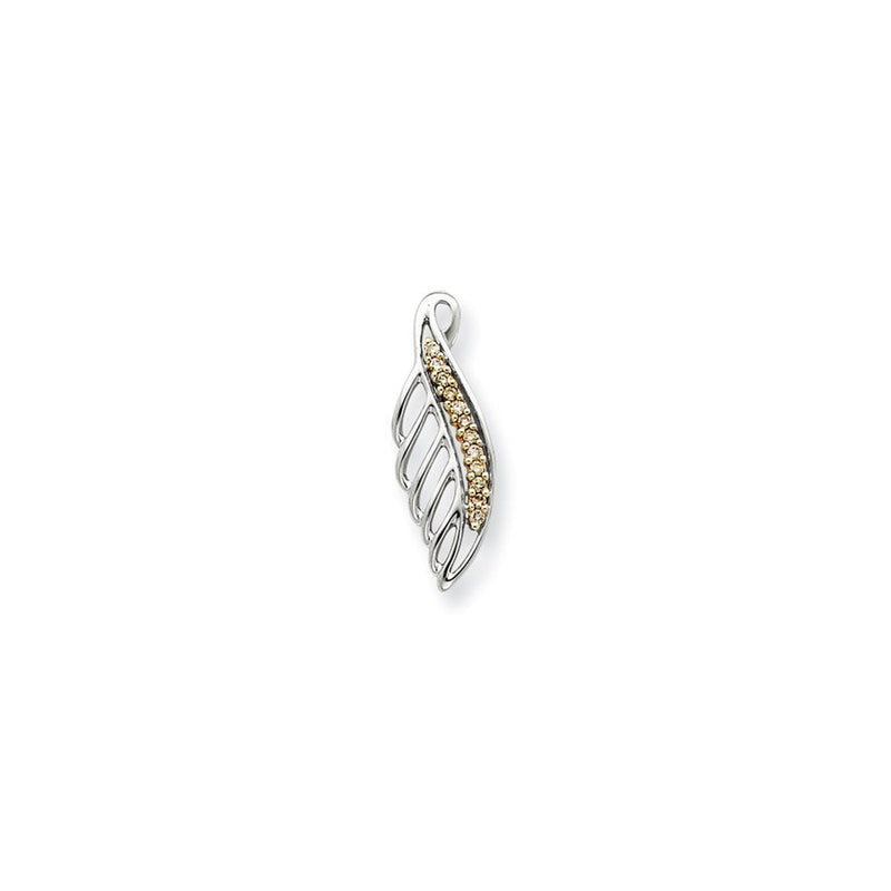 14K Weißgold & Rhodium Anhänger mit echtem Champagnerdiamant
