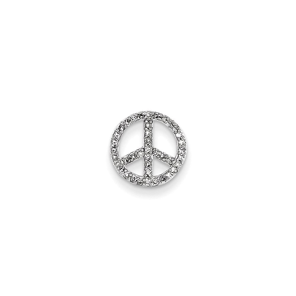 14K Weißgold Echt Diamant Frieden Zeichen Anhänger