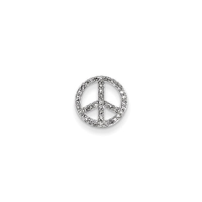 14K Weißgold Echt Diamant Frieden Zeichen Anhänger