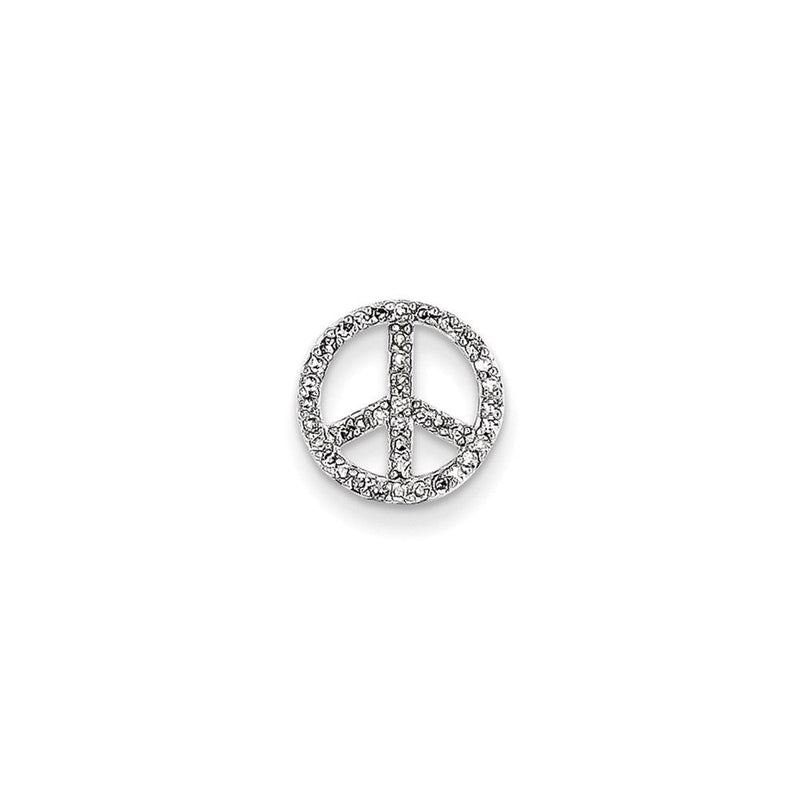 14K Weißgold Echt Diamant Frieden Zeichen Anhänger
