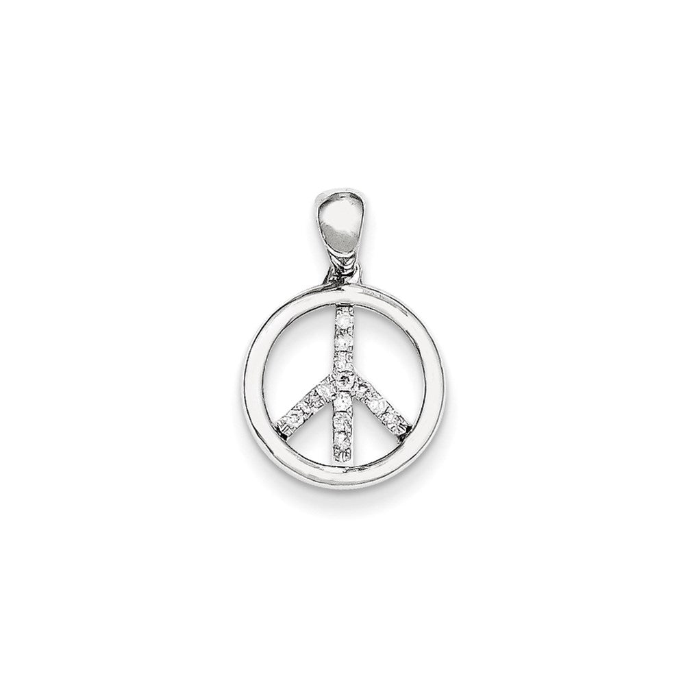 14K Weißgold Friedenszeichen-Anhänger mit echtem Diamant