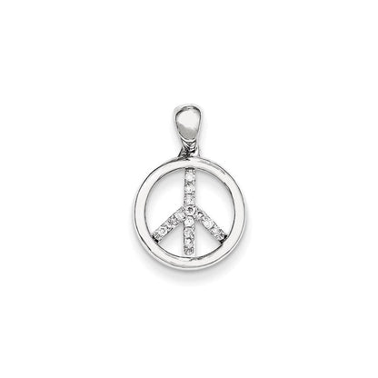 14K Weißgold Friedenszeichen-Anhänger mit echtem Diamant