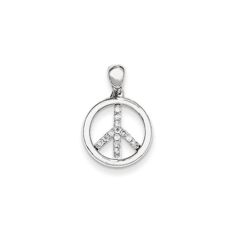14K Weißgold Friedenszeichen-Anhänger mit echtem Diamant