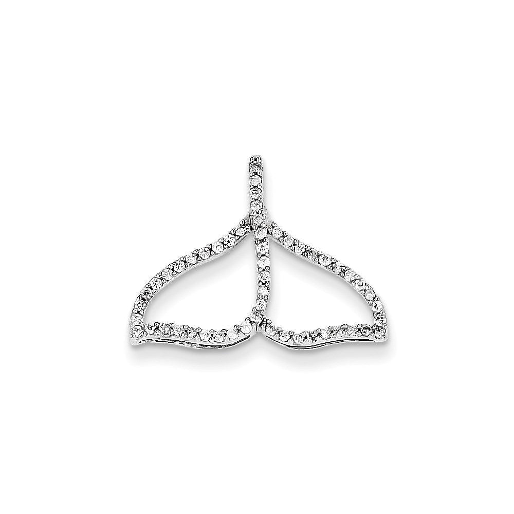 14K Weißgold Walflossen-Anhänger mit echtem Diamant