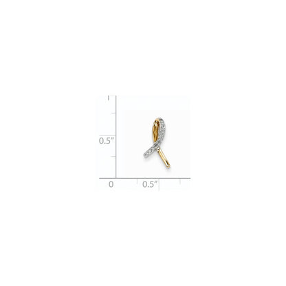 14K Gelbgold Echtdiamant-Awareness-Anhänger