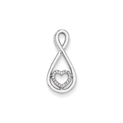 14K Weißgold Diamant-Herz-in-Tropfen Fashion-Anhänger, echte Diamanten