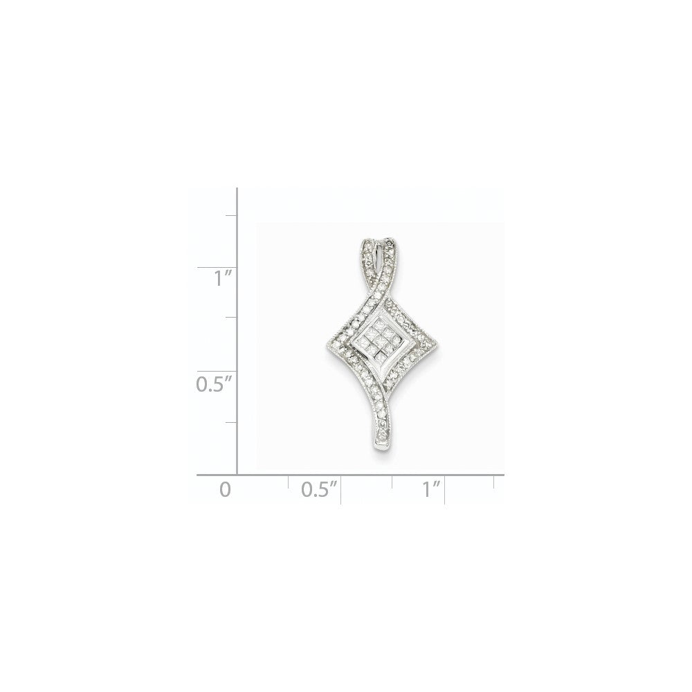 14K Weißgold Echt Diamant Kette Anhänger