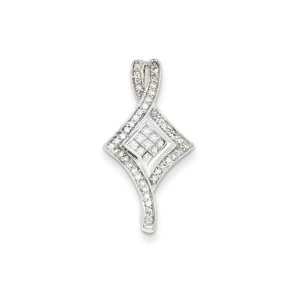 14K Weißgold Echt Diamant Kette Anhänger