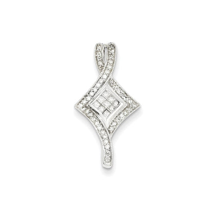14K Weißgold Echt Diamant Kette Anhänger