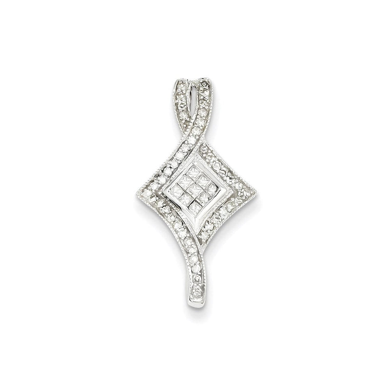 14K Weißgold Echt Diamant Kette Anhänger