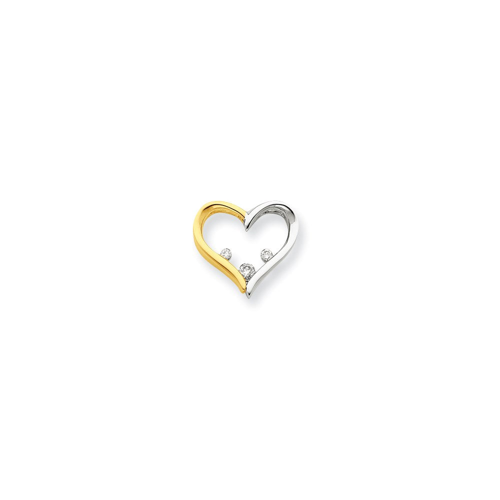14K Bicolor Gold Echt Diamant Herz Anhänger