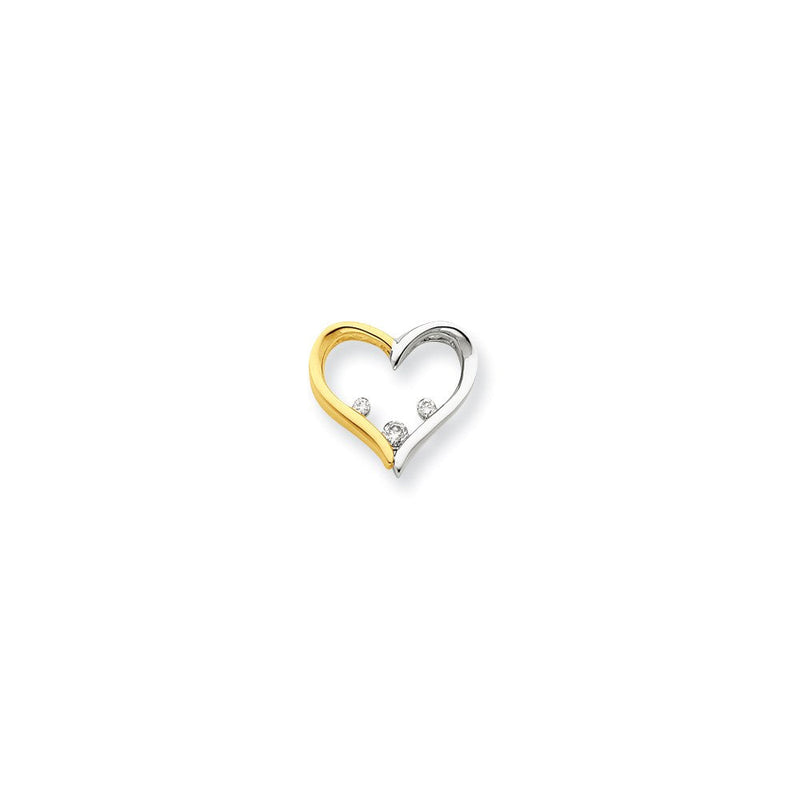 14K Bicolor Gold Echt Diamant Herz Anhänger