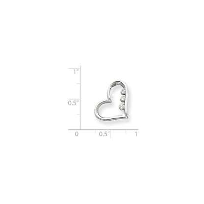 14K Weißgold Echt Diamant Herz Anhänger