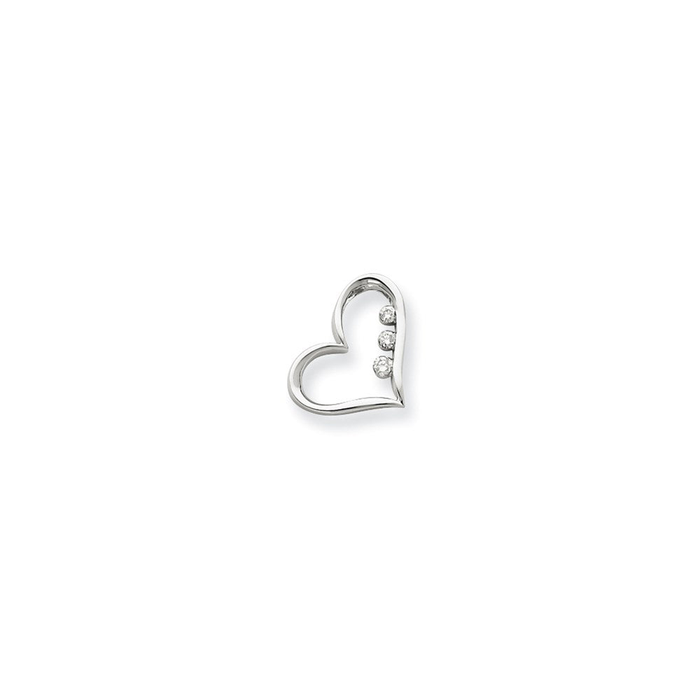 14K Weißgold Echt Diamant Herz Anhänger