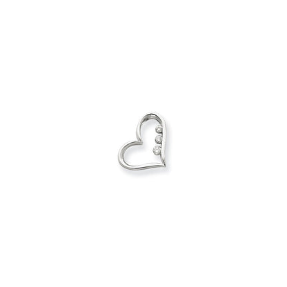 14K Weißgold Echt Diamant Herz Anhänger