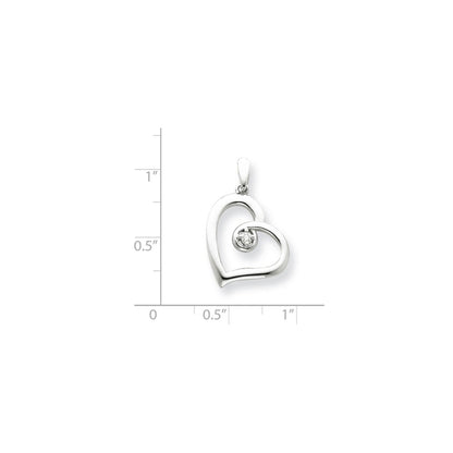 Herzanhänger aus 14K Weißgold mit echtem Diamant
