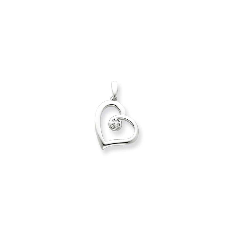 Herzanhänger aus 14K Weißgold mit echtem Diamant
