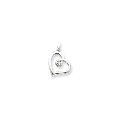 Herzanhänger aus 14K Weißgold mit echtem Diamant