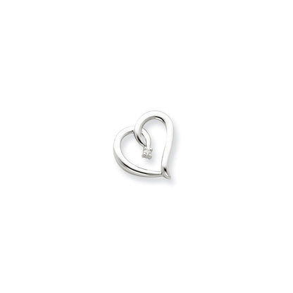 14K Weißgold Echt Diamant Herz Kette Anhänger