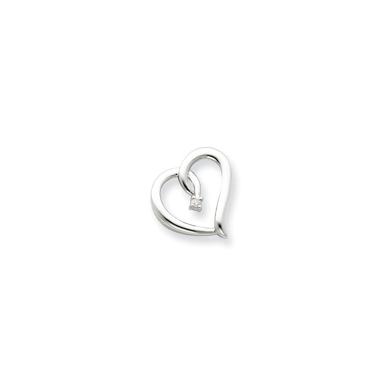 14K Weißgold Echt Diamant Herz Kette Anhänger
