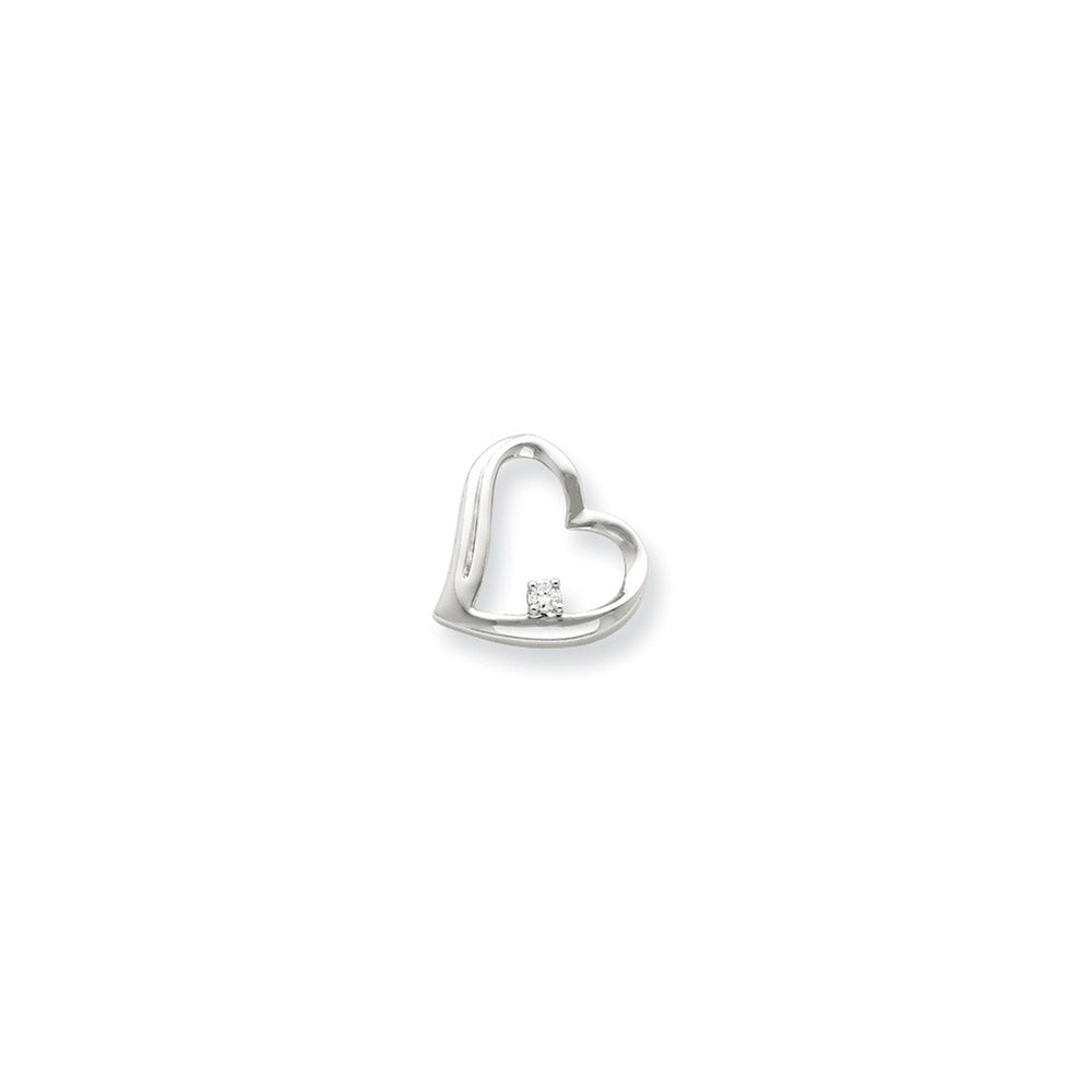 14K Weißgold Herzanhänger mit echtem Diamant