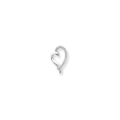 14K Weißgold Echt Diamant Herz Kette Anhänger