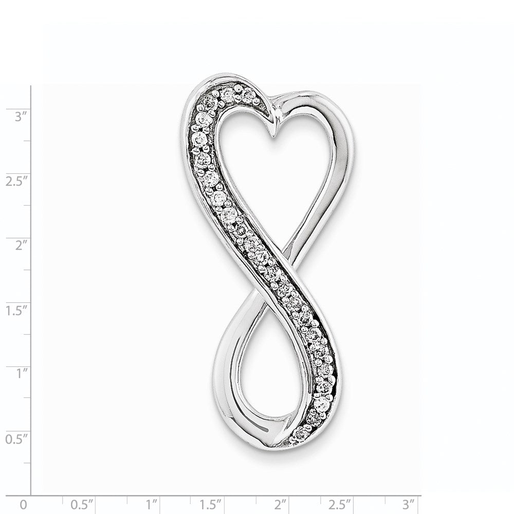 14K Weißgold Echter Diamant Freiform-Herz Ketten-Gleitanhänger