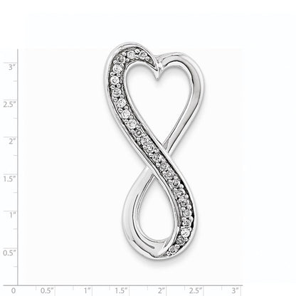 14K Weißgold Echter Diamant Freiform-Herz Ketten-Gleitanhänger