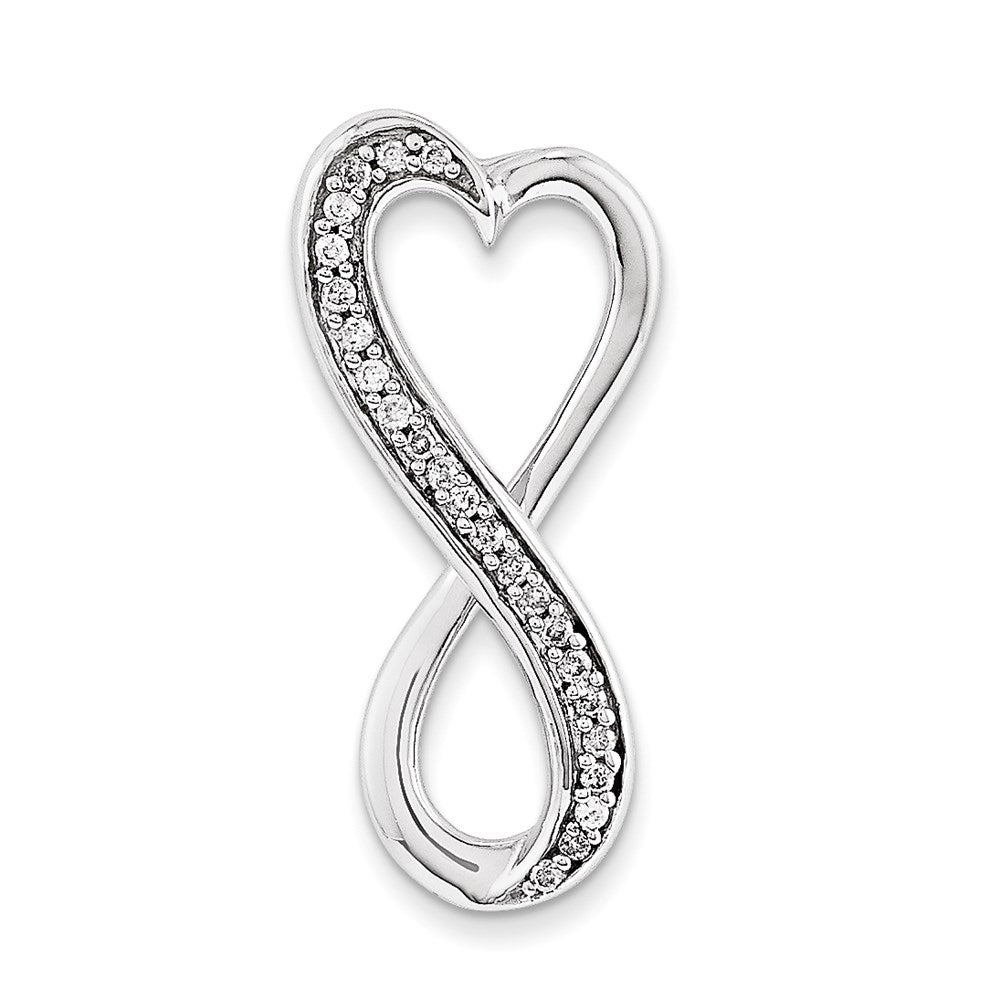 14K Weißgold Echter Diamant Freiform-Herz Ketten-Gleitanhänger