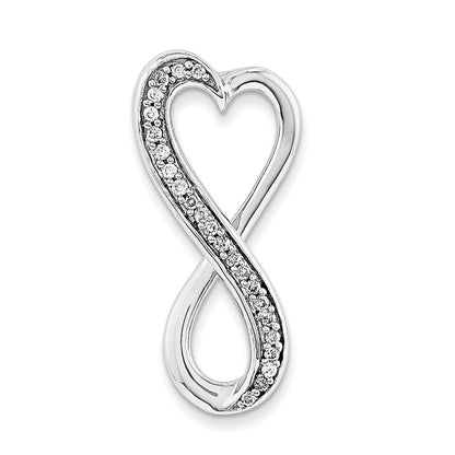 14K Weißgold Echter Diamant Freiform-Herz Ketten-Gleitanhänger