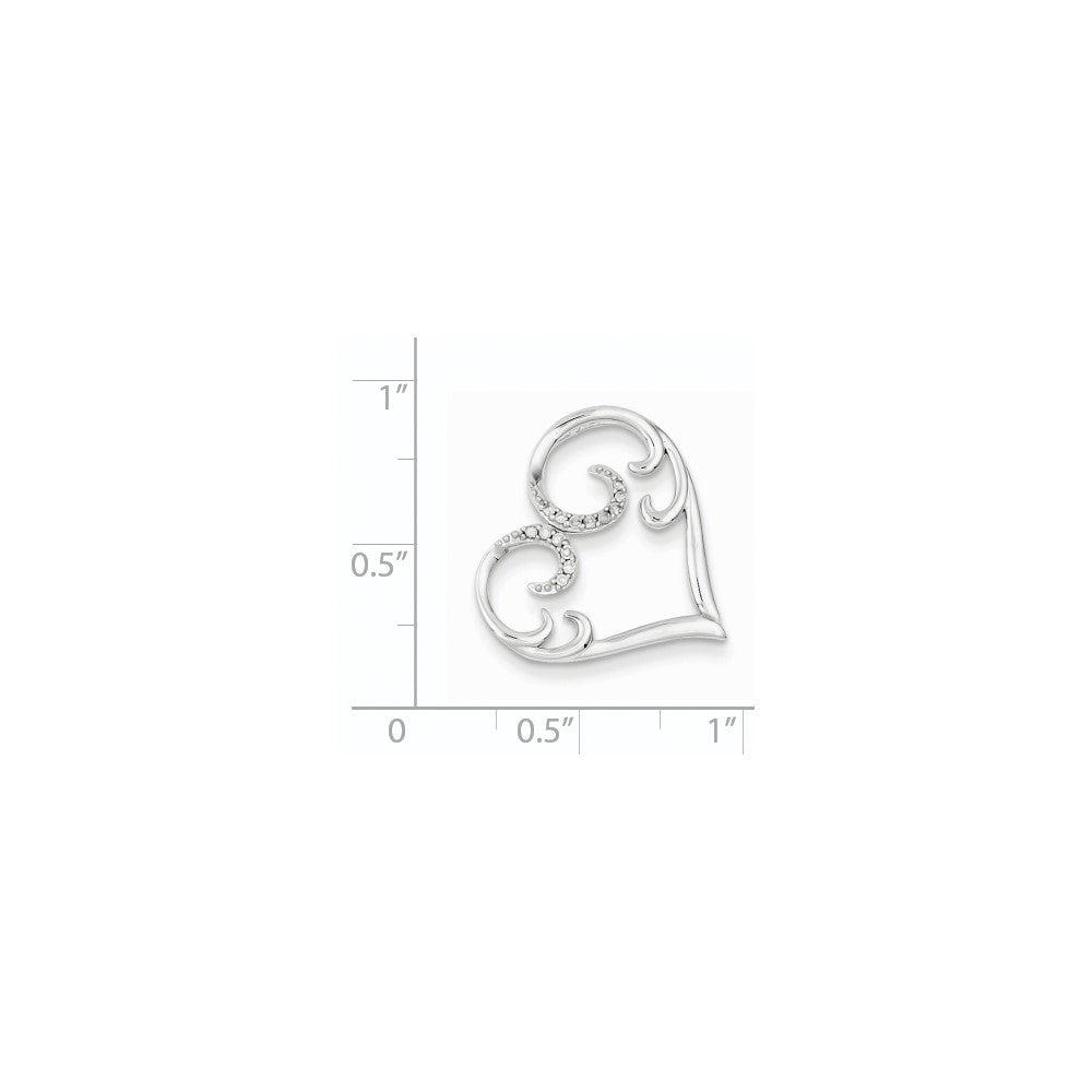 14K Weißgold Echt Diamant Herz Kette Anhänger
