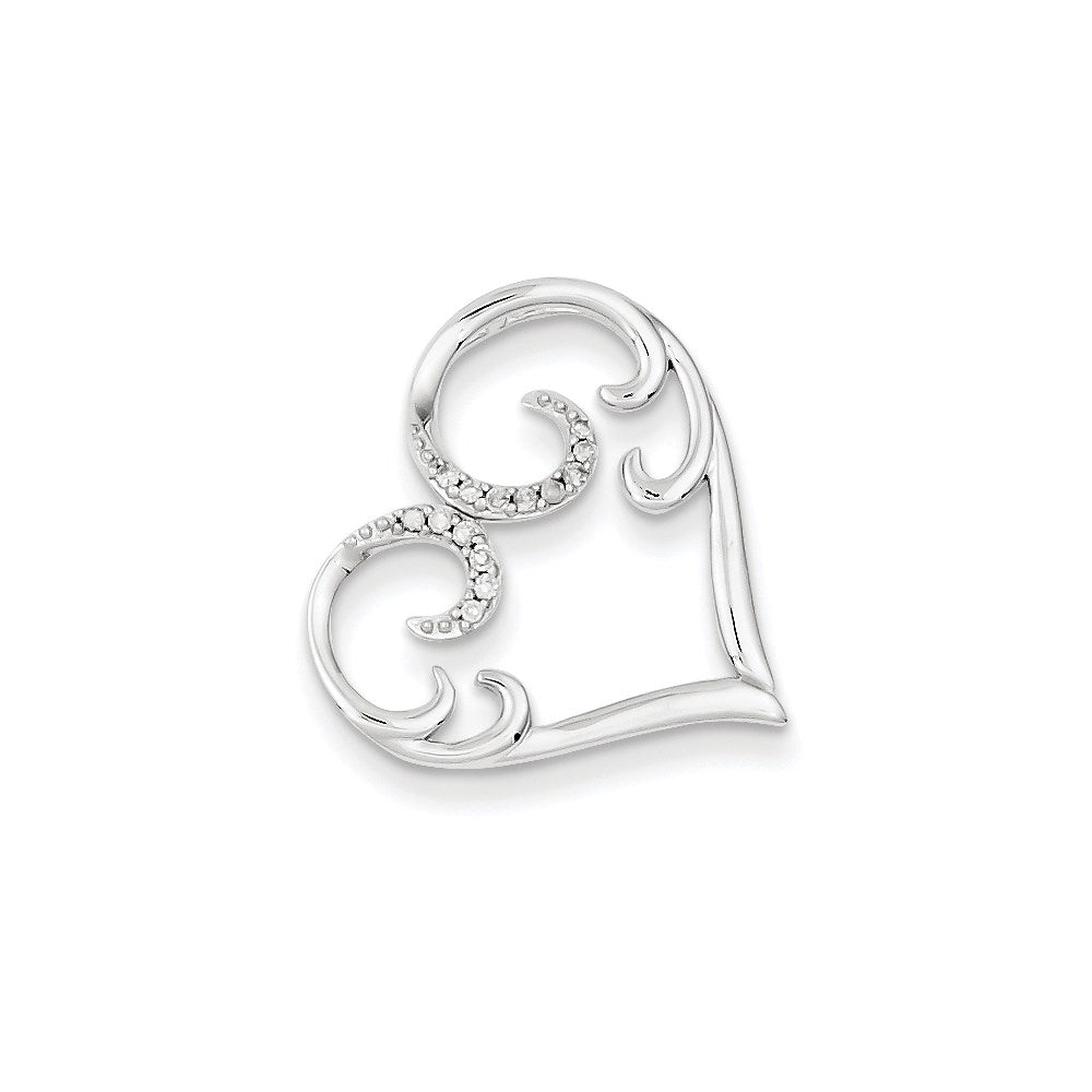14K Weißgold Echt Diamant Herz Kette Anhänger