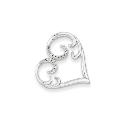 14K Weißgold Echt Diamant Herz Kette Anhänger