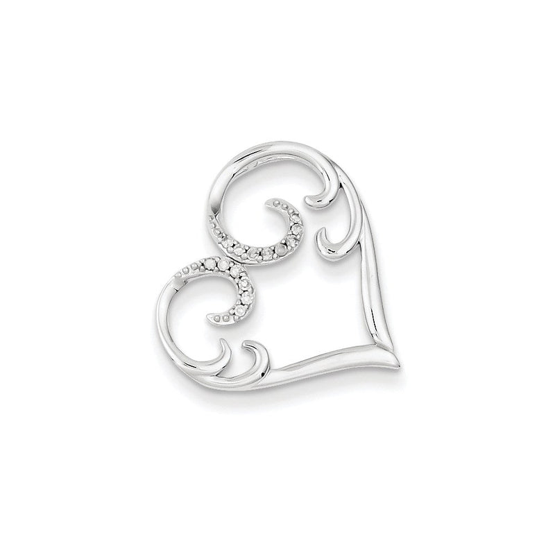 14K Weißgold Echt Diamant Herz Kette Anhänger