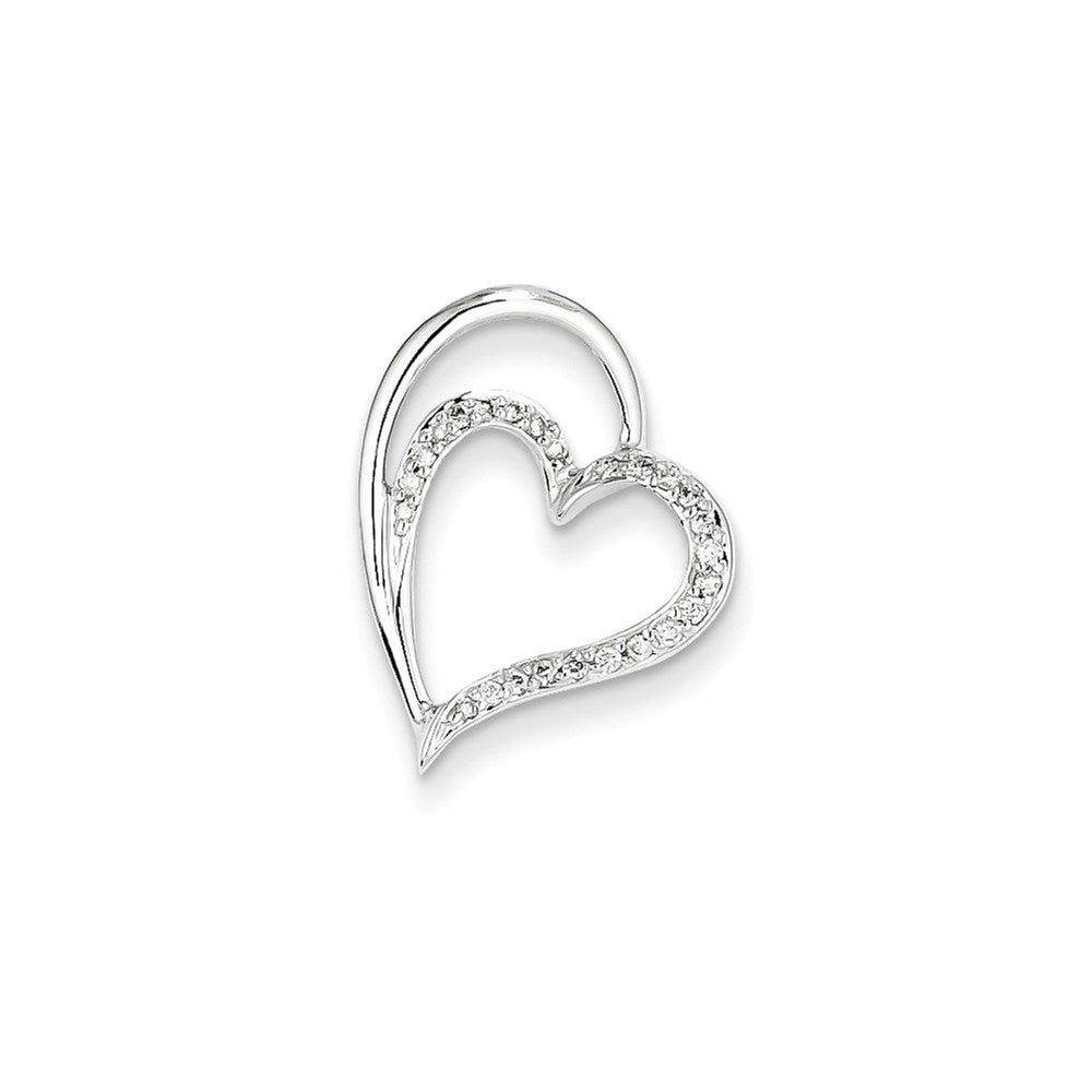 14K Weißgold Echt Diamant Herz Kette Anhänger