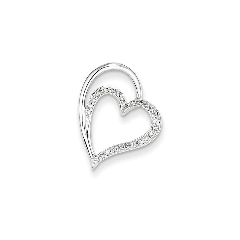 14K Weißgold Echt Diamant Herz Kette Anhänger