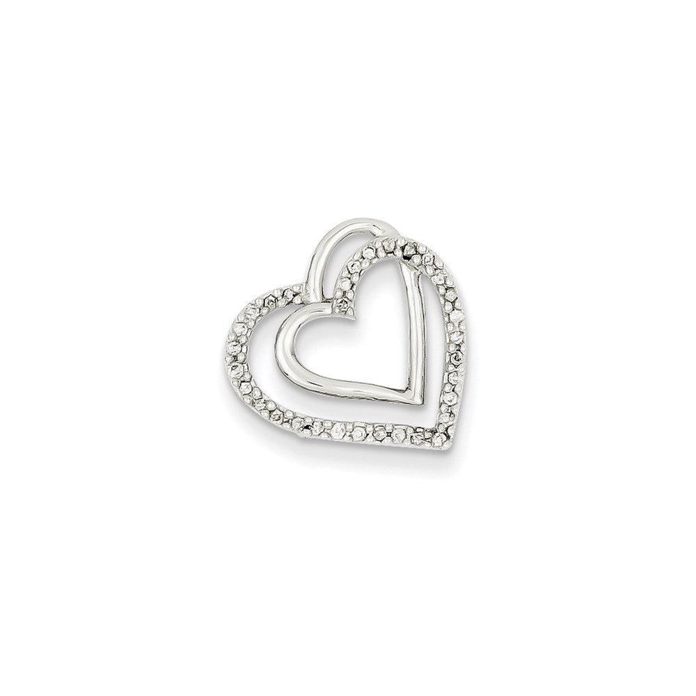 14K Weißgold Echt Diamant Doppelt Herz Kette Anhänger