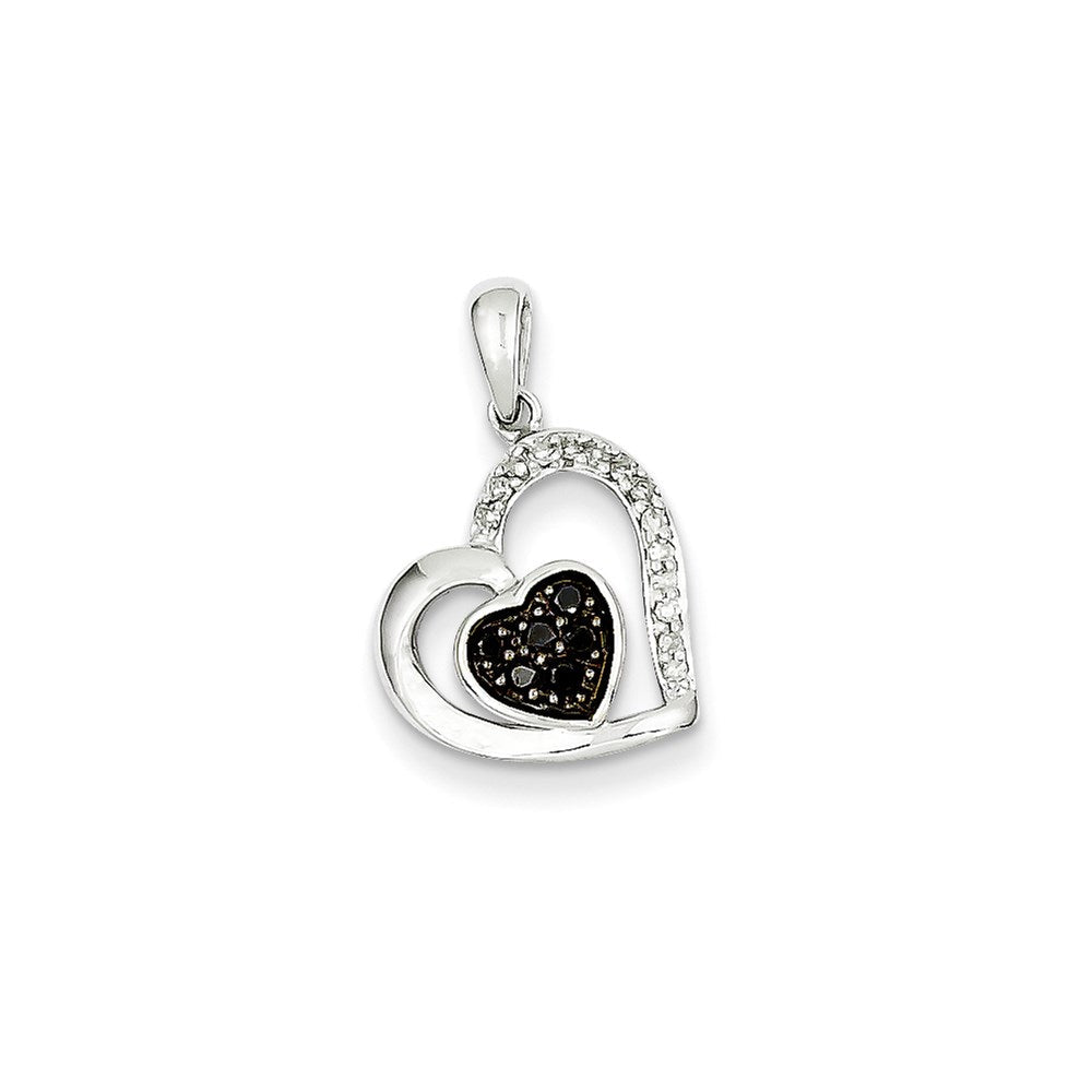 14K Weißgold Anhänger mit schwarzen und weißen echten Diamanten