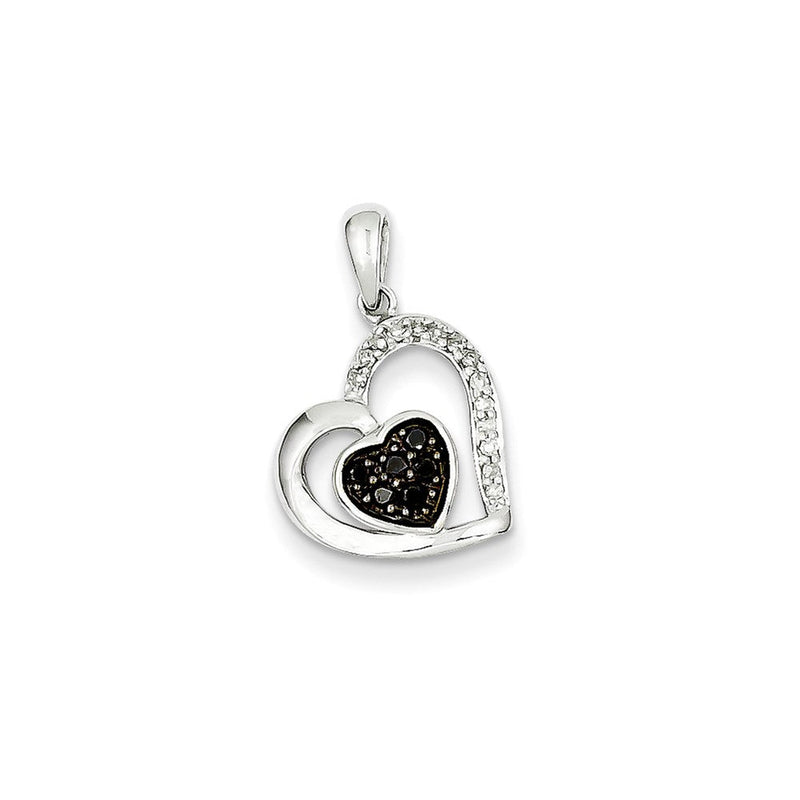 14K Weißgold Anhänger mit schwarzen und weißen echten Diamanten
