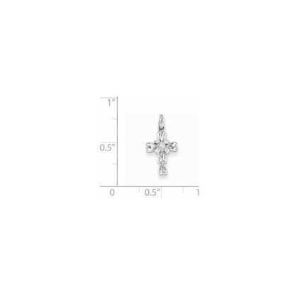 14K Weißgold Anhänger mit echtem Diamant-Kreuz