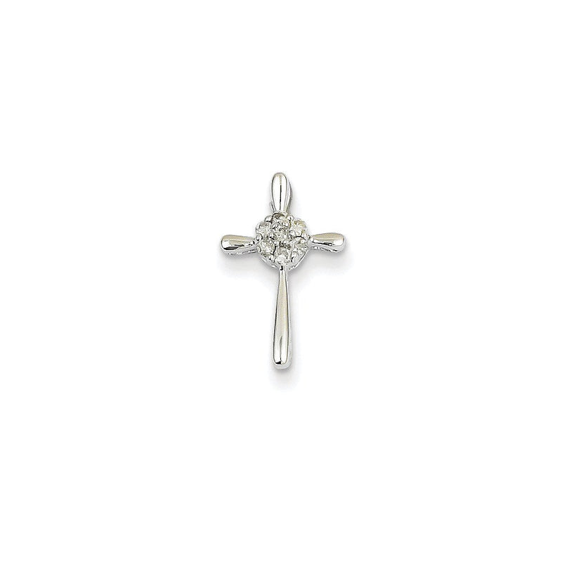 14K Weißgold Kreuzanhänger mit echten Diamanten