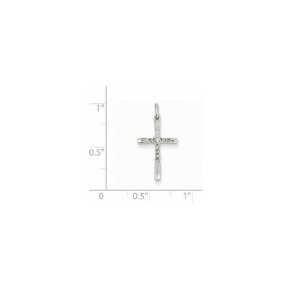 14K Weißgold Anhänger mit echtem Diamant-Kreuz