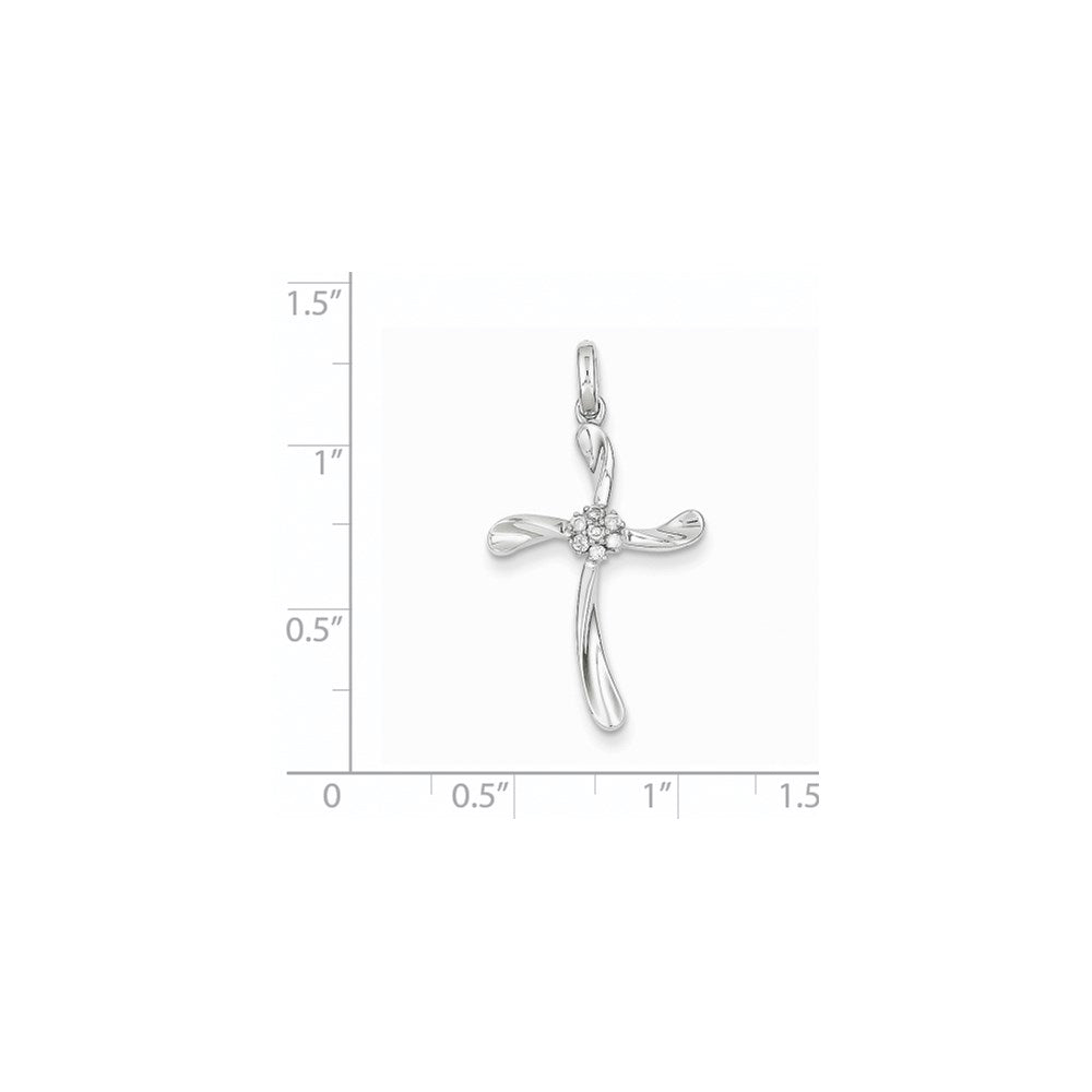 14K Weißgold Kreuzanhänger mit echtem Diamant