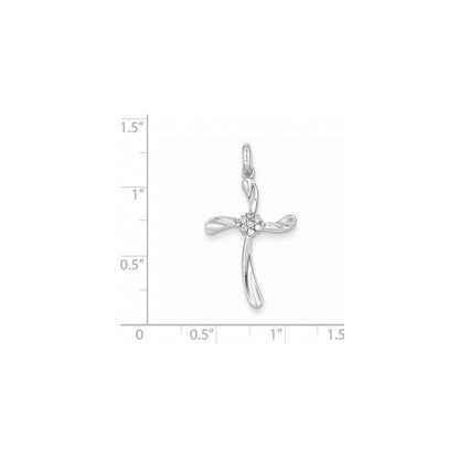 14K Weißgold Kreuzanhänger mit echtem Diamant